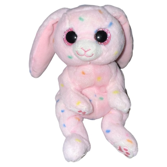 TY Beanie Bellies May Bunny Plush Pink Sprinkle Confetti Glitter Sparkle 8” - Picture 1 of 5